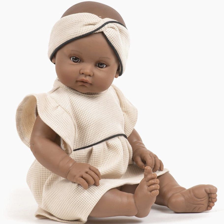 US stockist of Minikane's Bambinis Daisy Dress + Twist Headband in Linen Honeycomb