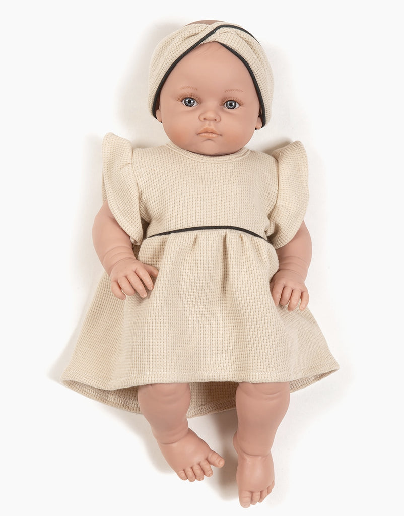 US stockist of Minikane's Bambinis Daisy Dress + Twist Headband in Linen Honeycomb