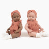 US stockist of Minikane's Yaelle Bambini Girl doll in Marsala Olivia Romper set