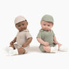 US stockist of Minikane's Yann Bambini Boy Doll in his Green Tom Jumpsuit Set