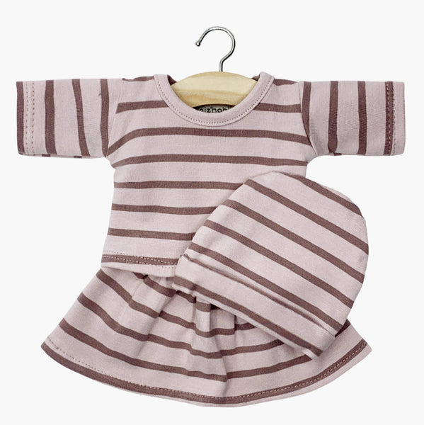 US stockist of Minikane's 3pc Lilane dolls set in Dark Orchid Striped