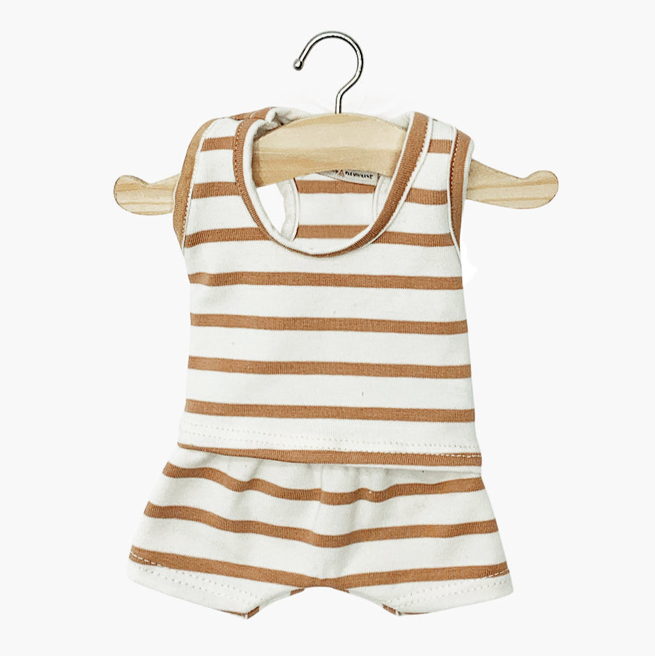 US stockist of Minikane's Marcel Doll's 2pc underwear set in Beige Striped.