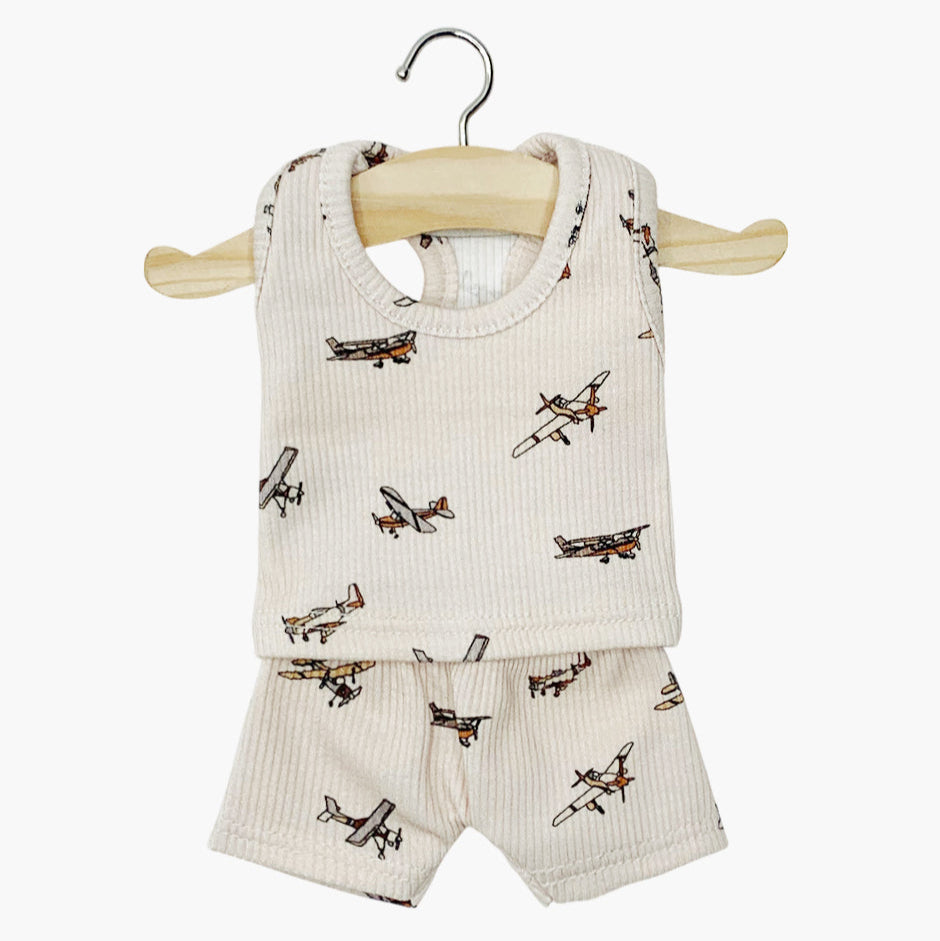 US stockist of Minikane's 2pc Marcel doll underwear set in Beige Airplanes.