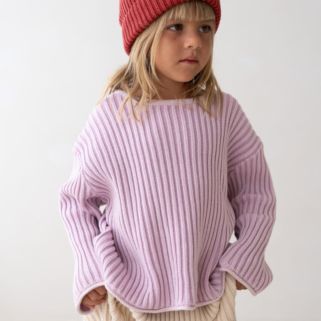 US stockist of Illoura the Label's Mauve Stripe Essential Knit Sweater