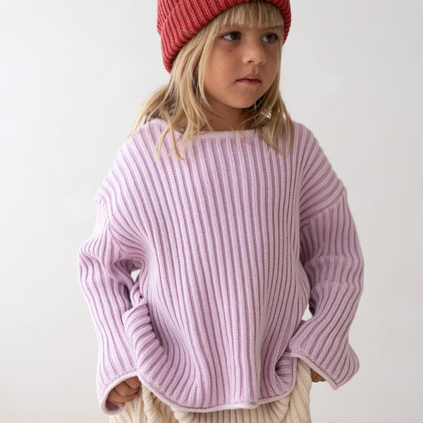 US stockist of Illoura the Label's Mauve Stripe Essential Knit Sweater