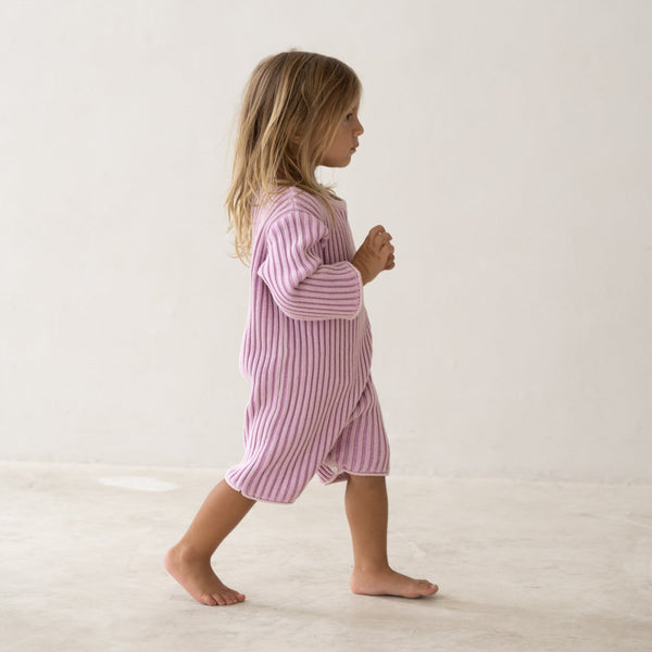 US stockist of Illoura the Label's Mauve Stripe Essential Knit Romper