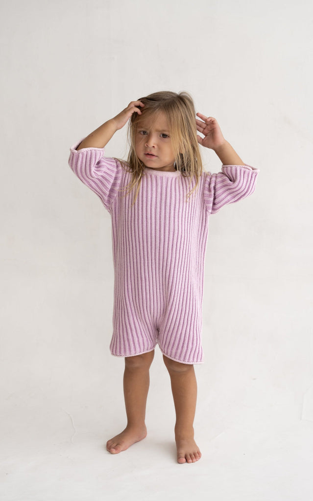 US stockist of Illoura the Label's Mauve Stripe Essential Knit Romper