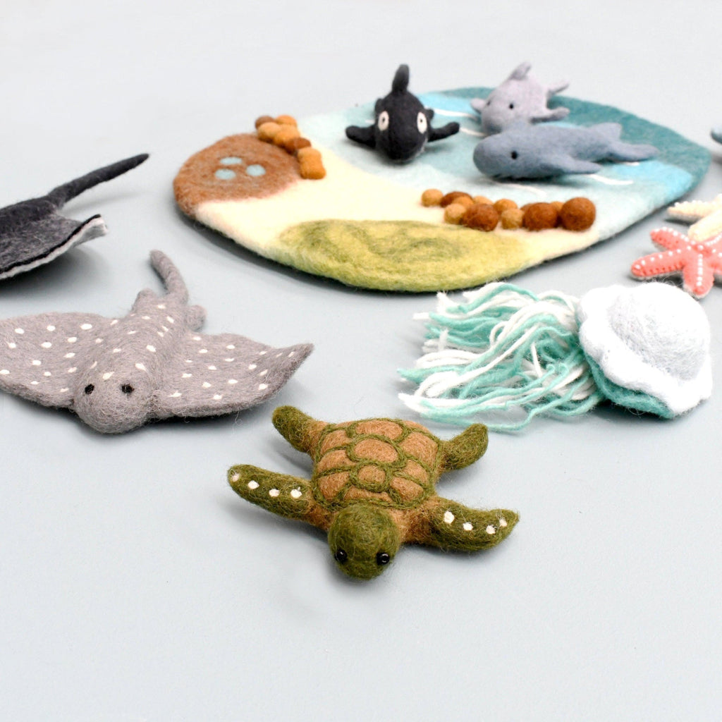 US stockist of Tara Treasures' set of 3 felt sea reef creatures.