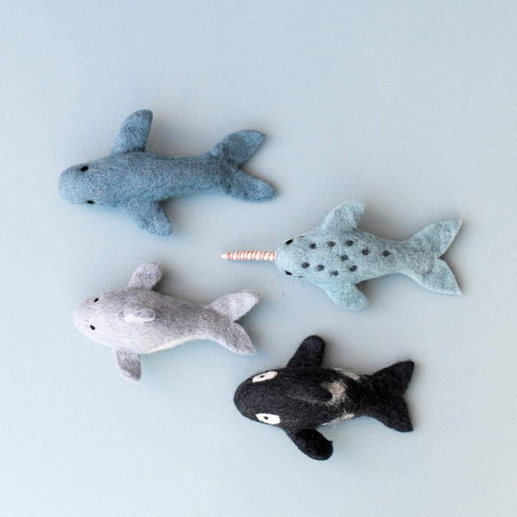 US stockist of Tara Treasures set of 4 felt ocean marine mammals.