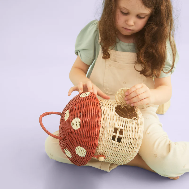 US stockist of Olli Ella's Rattan Red & Cream Mushroom Basket