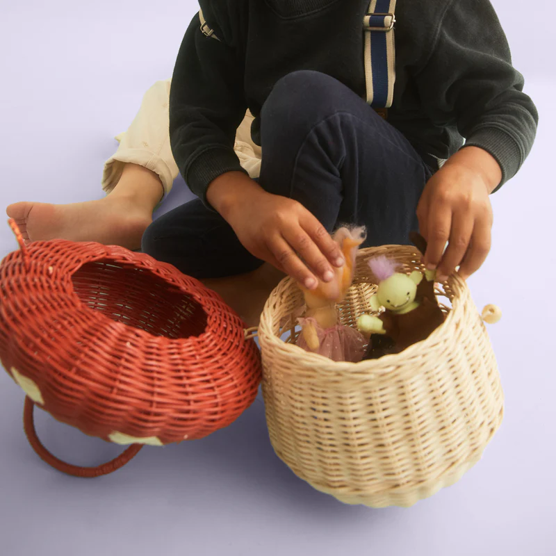 US stockist of Olli Ella's Rattan Red & Cream Mushroom Basket