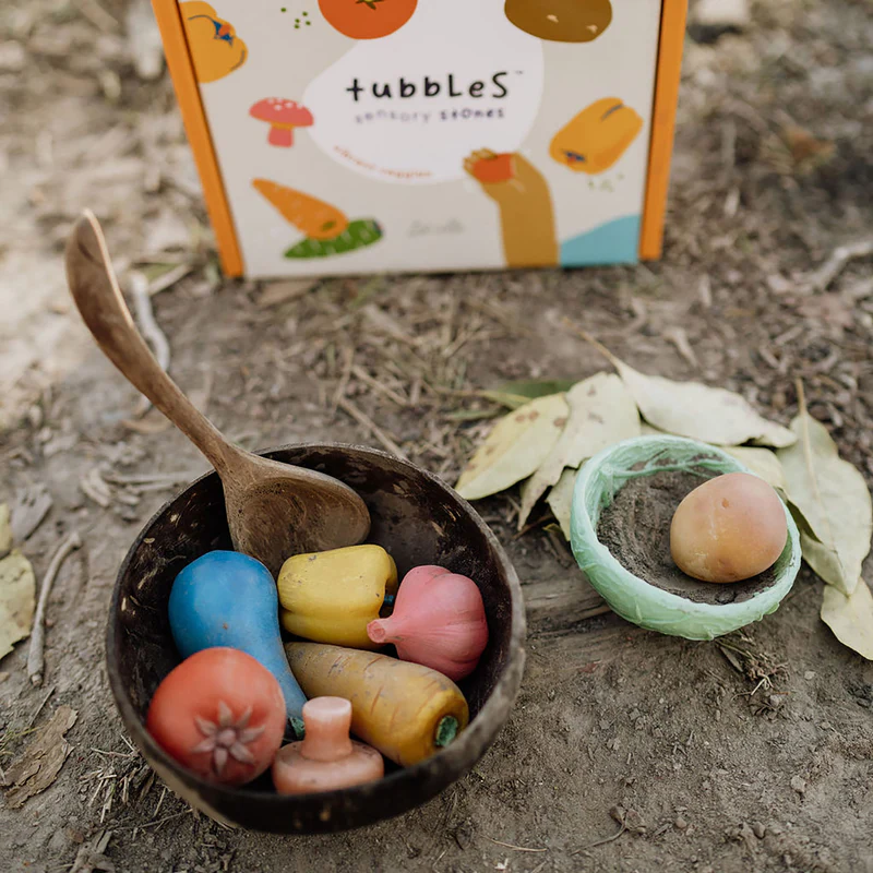 US stockist of Olli Ella's Vibrant Veggies Tubbles Sensory Stones