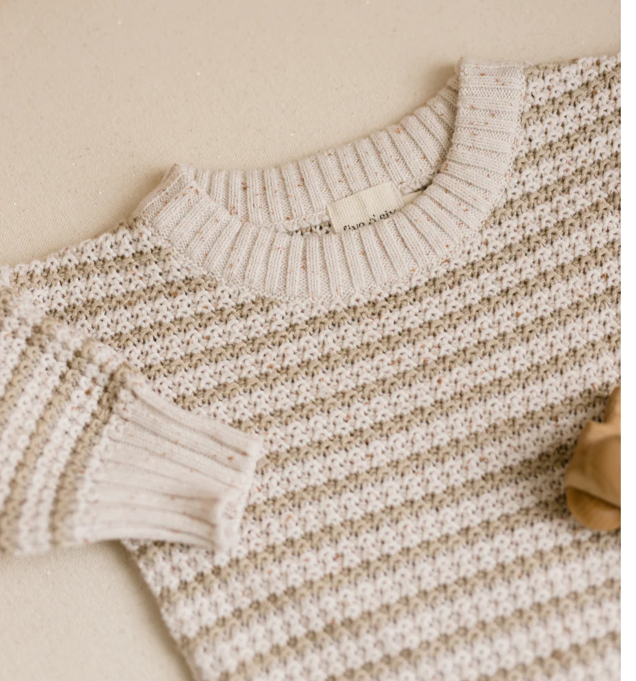US stockist of Five O'Six's gender neutral Striped Speckle Romper