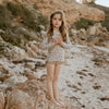 US stockist of Sukoo the Label's long sleeve Belle Rash Top. Made from UPF 50 + Repreve fabric with an all over floral print and invisible zip at back.  Pairs with frill bottoms, sold seperately.