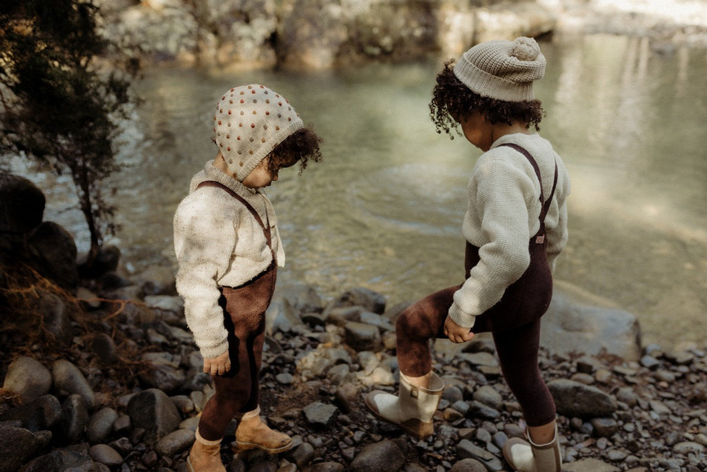 US stockist of Silly Silas' gender neutral, Teddy footless tights in Chocolate.