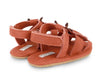 US stockist of Donsje USA's Lady Bird Tuti Sky  premium handmade leather sandals.  Red in color with beautiful lady bird on front and velcro fastening at back.  Sizes 0-12 mths have soft sole, 12-30mths have a soft flexible, rubber sole.