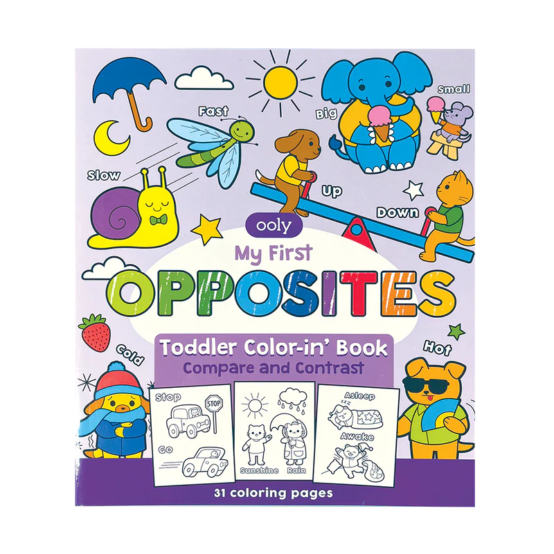 Stockist of Ooly's "My First Opposite Toddler Color-in Book