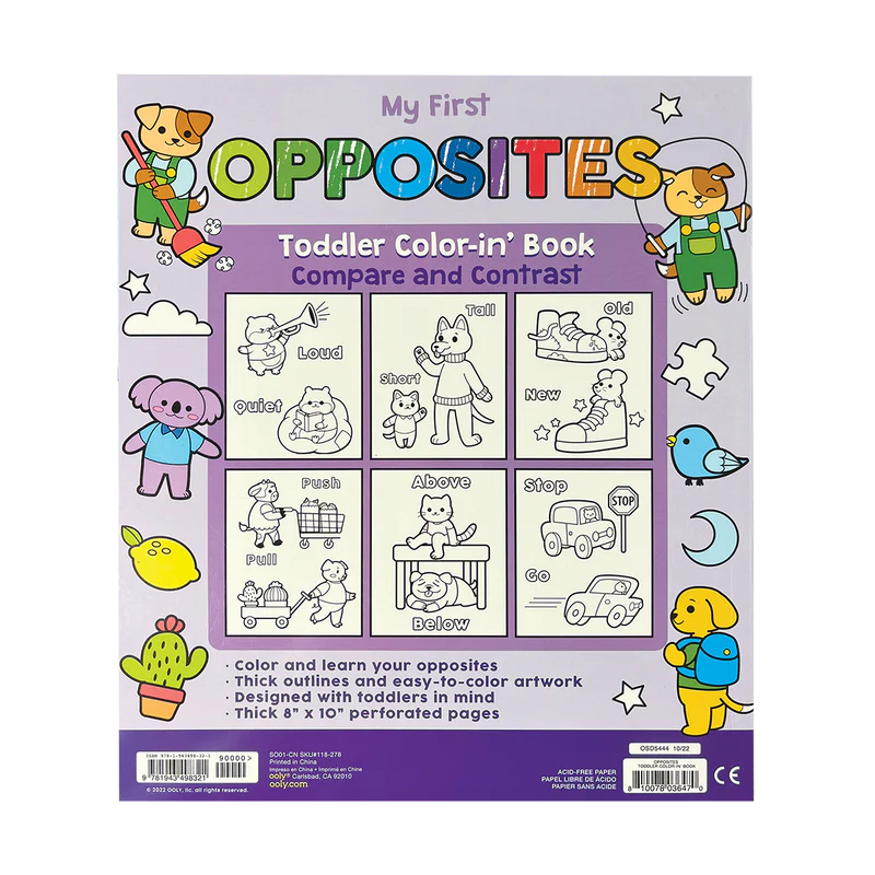Stockist of Ooly's "My First Opposite Toddler Color-in Book