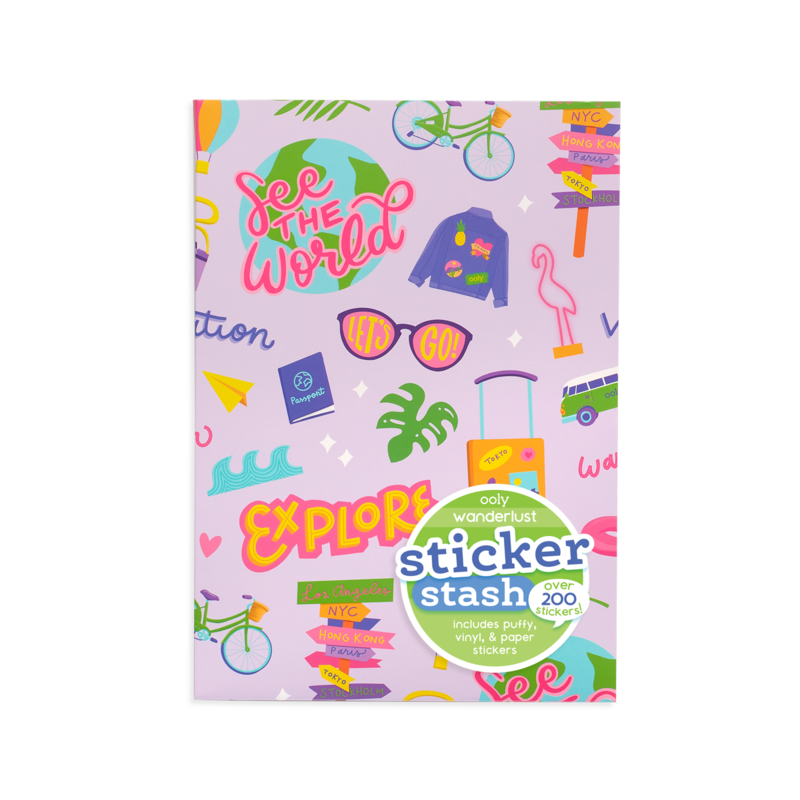 Stockist of Ooly's Wanderlust Sticker Stash. Over 200 stickers including vinyl, puffy and paper stickers.