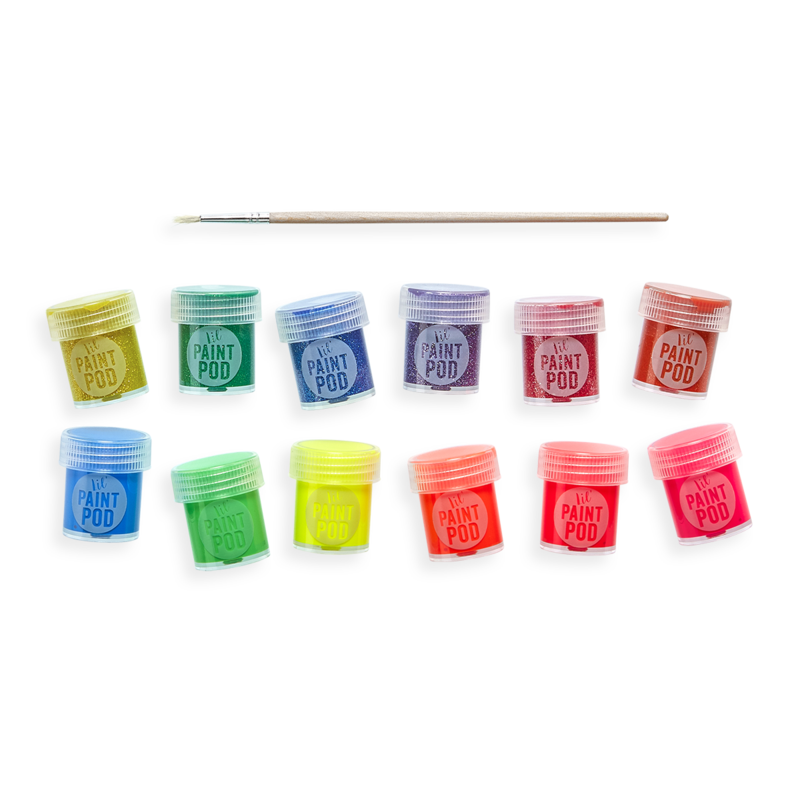 Stockist of Ooly's Lil Poster Paint Pods in Neon & Glitter.  Features 6 neon color paints and 6 glitter paints with paint brush.