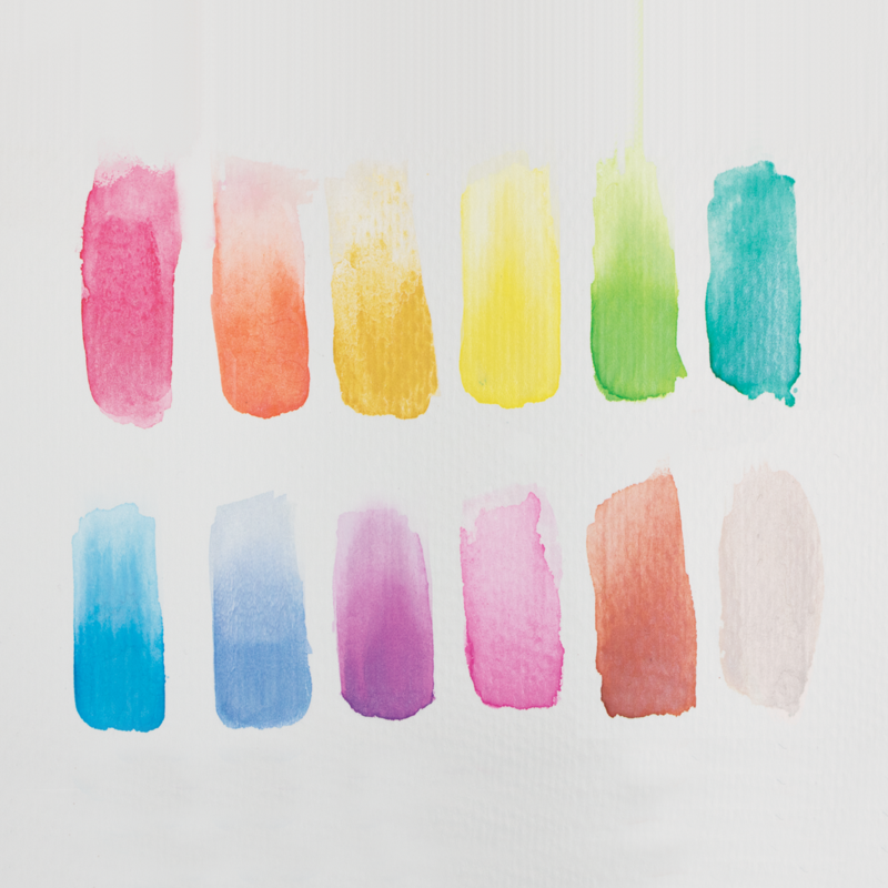 Stockist of Ooly's set of 12 Pearlescent watercolor paints. Comes in handy case with brush.
