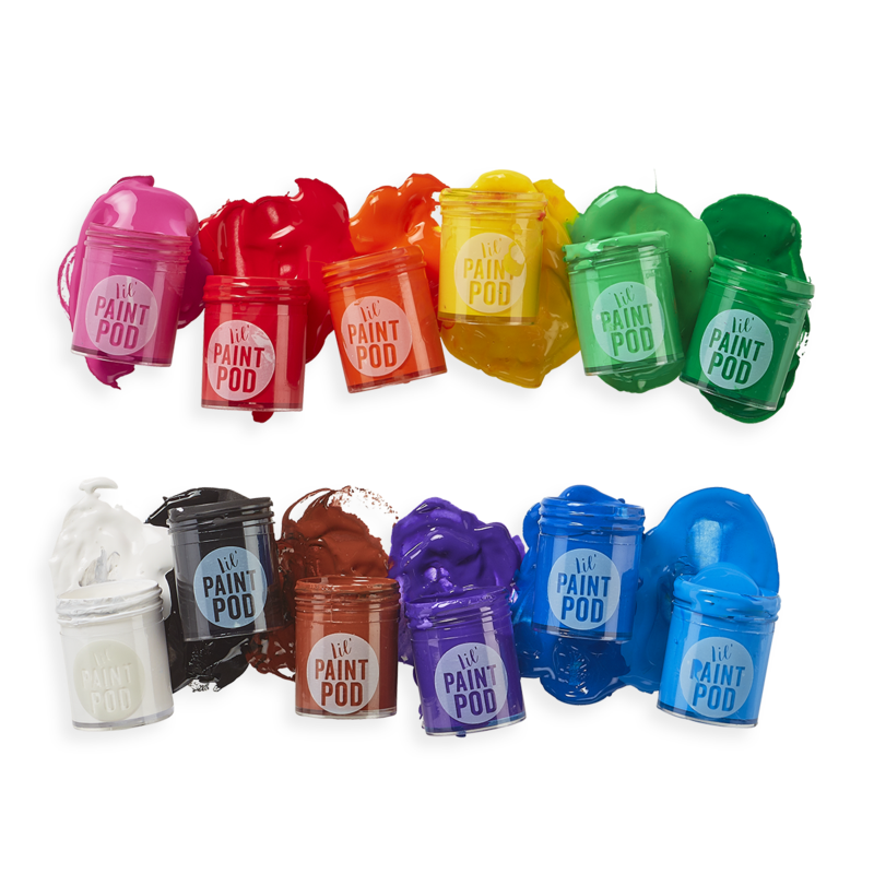 Stockist of Ooly's Lil Poster Paint Pods in Neon & Glitter.  Features 12 classic washable paints  with paint brush.