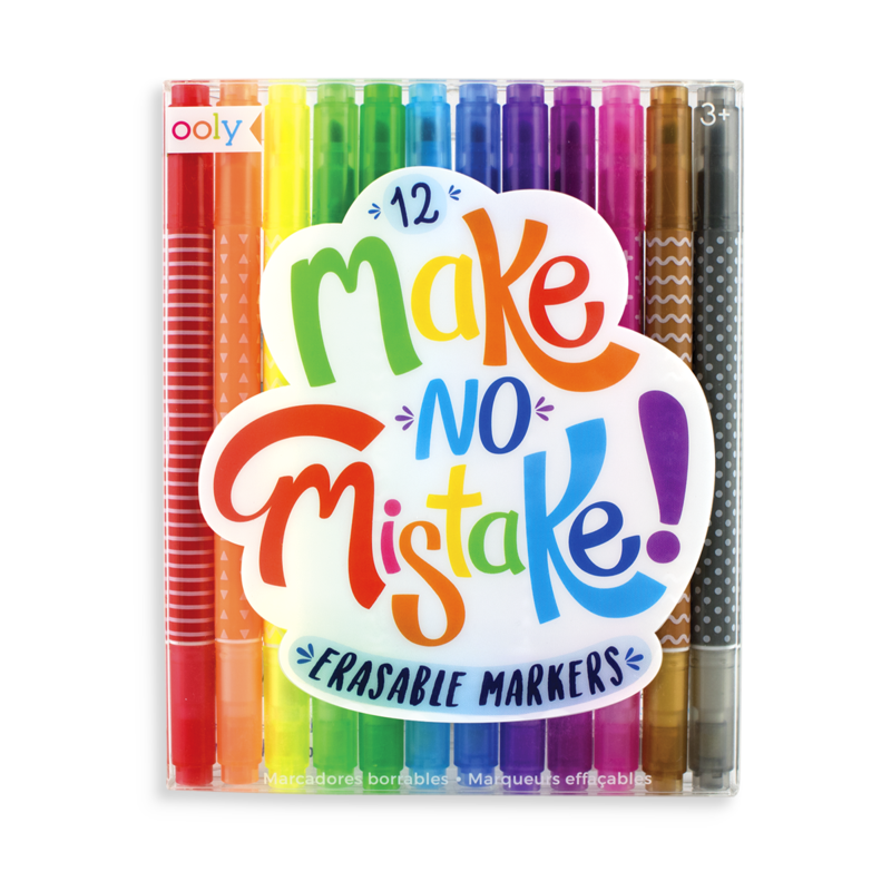 US stockist of Ooly's Make No Mistake Erasable Markers.  Set of 12.