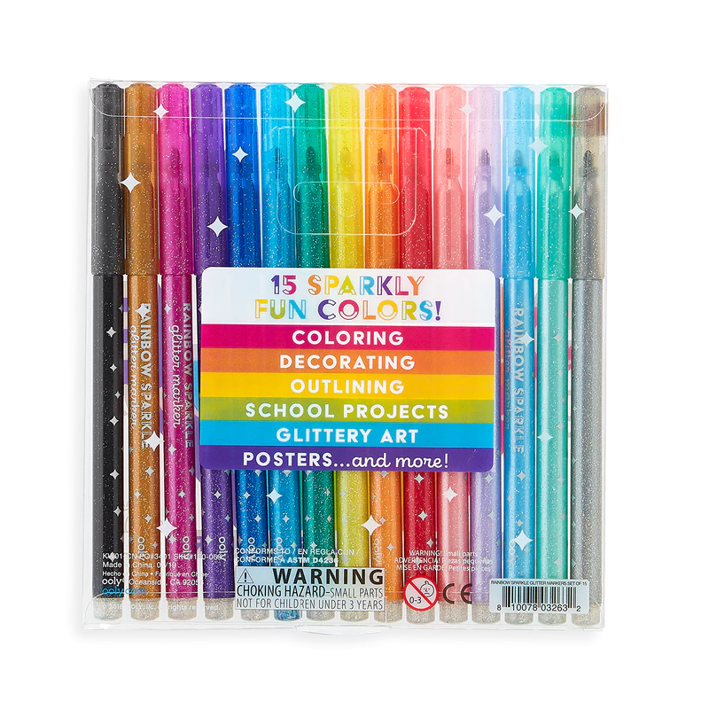 Stockist of Ooly's set of 15 Rainbow Sparkle Glitter Markers