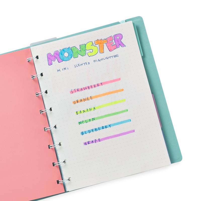 US stockist of Ooly's Monster Mini Scented Highlighter Markers.  Set of six with a fruity scent.