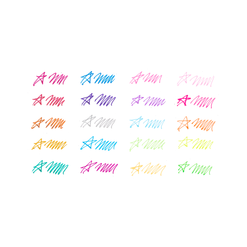 Stockist of Ooly's set of 20 Mini Doodlers Fruity Scented gel pens. Features 10 glitter gel pens, 5 neon gel pens and 5 pastel gel pens.