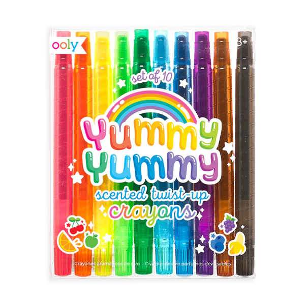 Stockist of Ooly's Yummy Yummy Scented Twist-up Crayons.  Set of 10