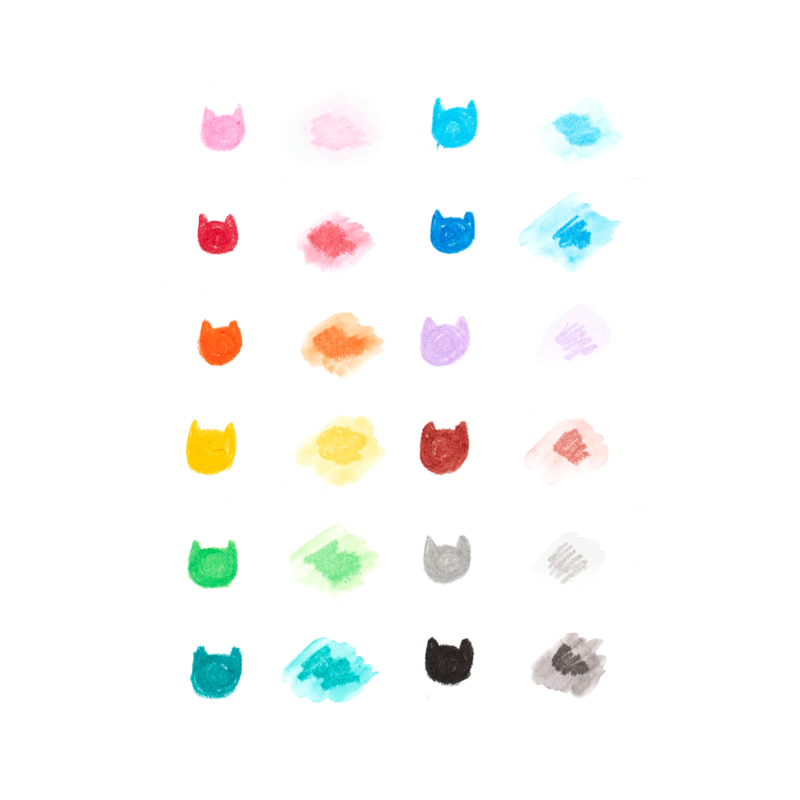 Stockist of Ooly's set of 12 twist up watercolor Cat Parade gel crayons.  12 classic colors.