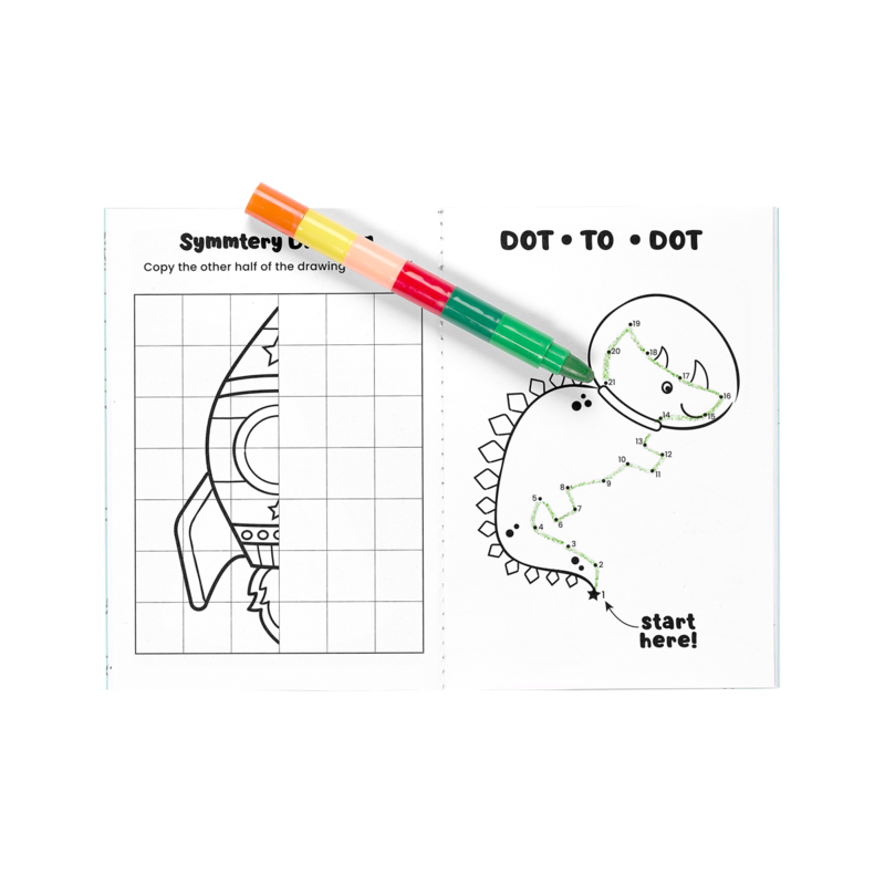 Stockist of Ooly's dinosaurs in space, mini traveller coloring and activity kit.