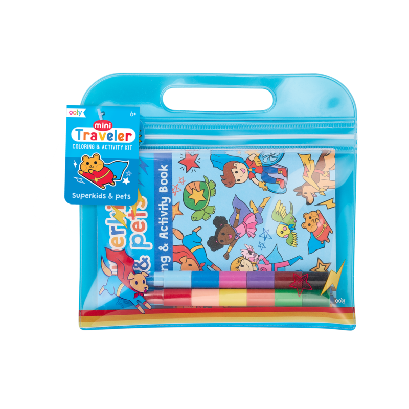 Stockist of Ooly's super kids and pets, mini traveller coloring + activity kit.