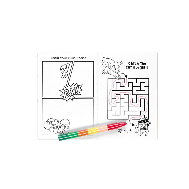Stockist of Ooly's super kids and pets, mini traveller coloring + activity kit.