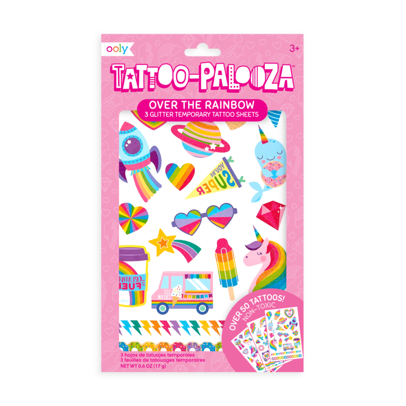 Stockist of Ooly's Tattoo Palooza Over the Rainbow Temporary Tattoos.
