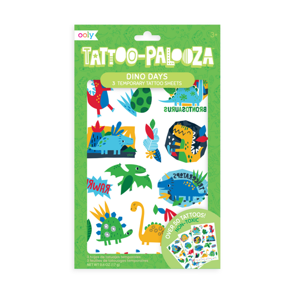 Stockist of Ooly's Dino Days temporary tattoos.