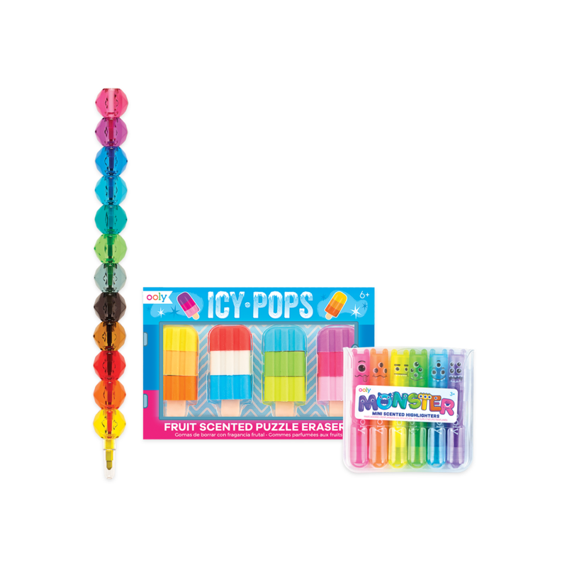 Stockist of Ooly's Rainbow desk pals happy pack.
