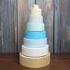 US stockist of Children of the Trees hand painted ring stacker wooden toy in blues and gold