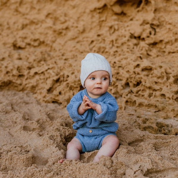 US stockist of Grown Clothing's cornflower ribbed bloomers.  Made from 100% Cotton.