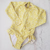 US stockist of Salty Swimwear's Daisy Days Long Sleeve UPF 50 Yellow Rashsuit
