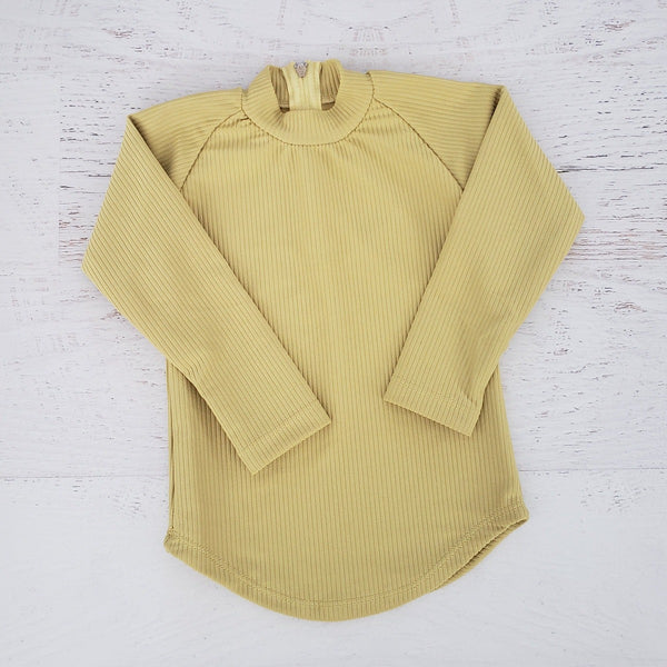 US stockist of Salty's Swimwear's long sleeve, Brook rash top in Eco Rib citrus.