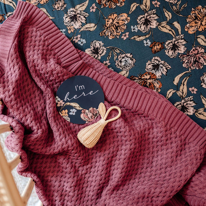 US stockist of Snuggle Hunny Kids mauve cotton diamond blanket
