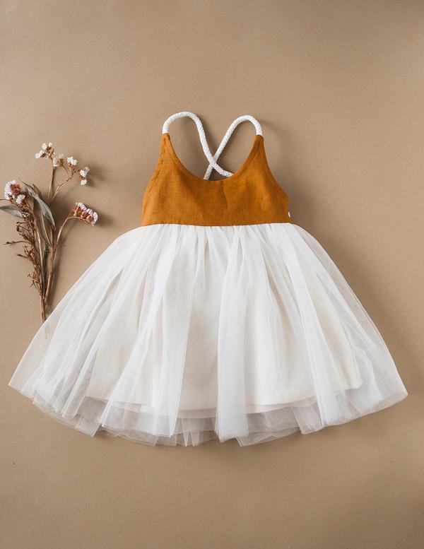 US stockist of Karibou Kids Willa Linen Reversible Tutu dress in Woodland.