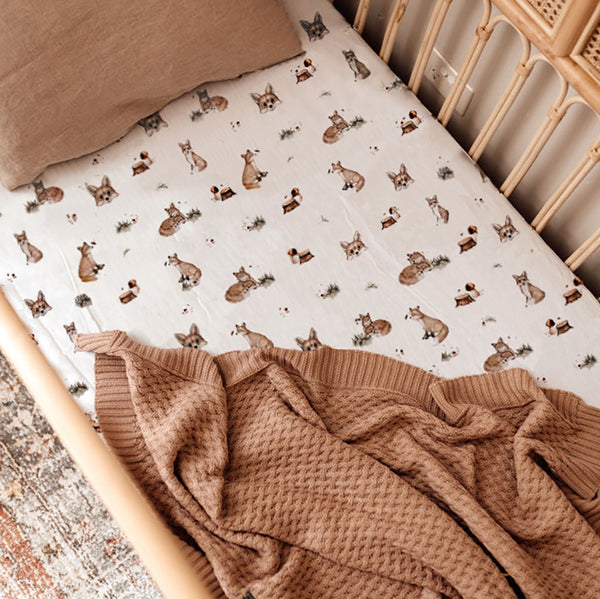 US stockist of Snuggle Hunny Kids Fox crib sheet