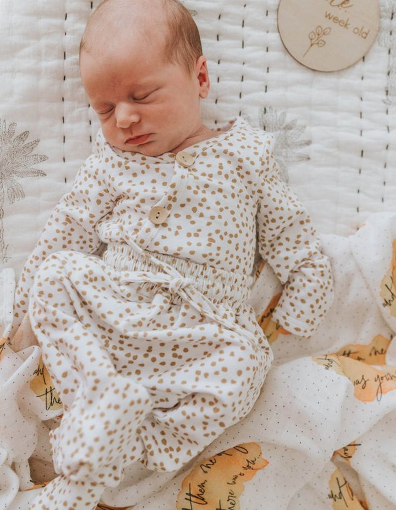 US stockist of Two Darlings Gold Speckle Rib Cotton Stretch Bodysuit
