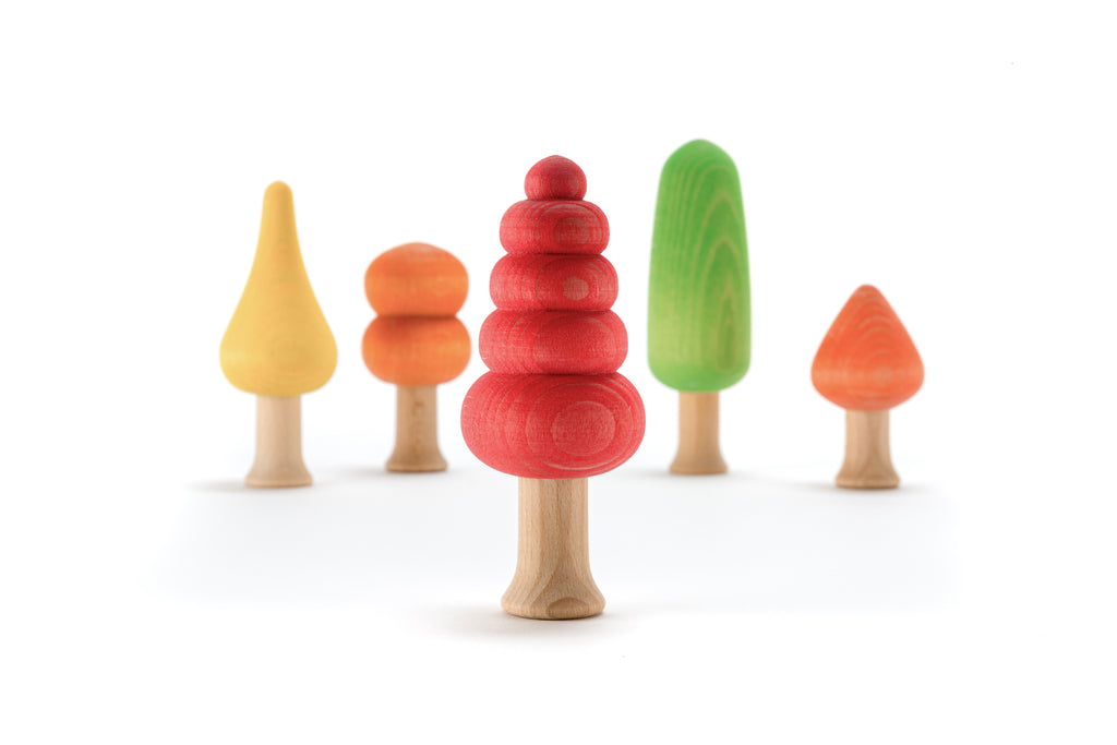 US stockist of Ocamora's set of 5 "Warm" Bosque trees.  Handmade from sustainable Beech wood. 