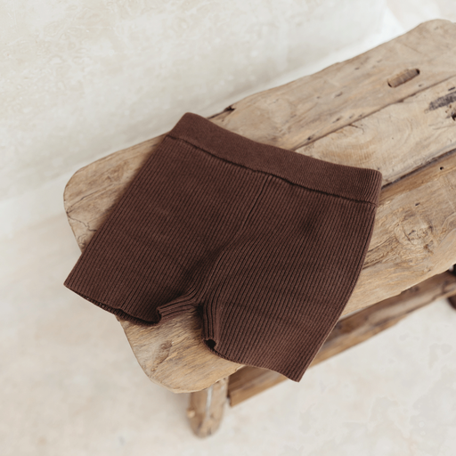 US stockist of Illoura the Label's Rumi Rib Knit Shorts in Coco.
