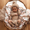 US stockist of Snuggle Hunny Kid's Merino wool bonnet & bootie set in Fawn.