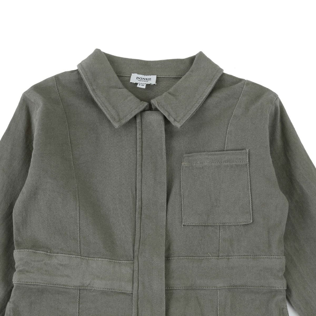 US stockist of Donsje's gender neutral Skivi Jumpsuit in Rough Sage.